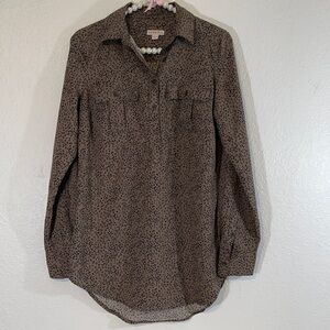 MERONA Animal Print Button Down Long Sleeve Blouse